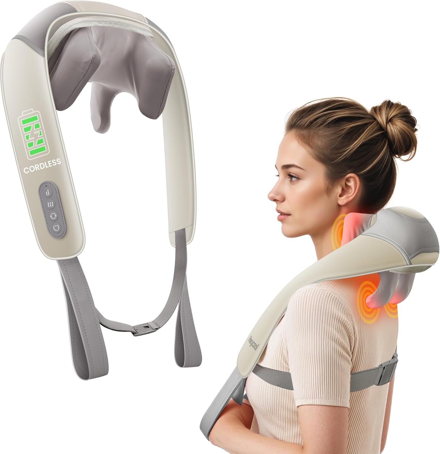 Cordless Neck & Back Massager with Heat Therapy