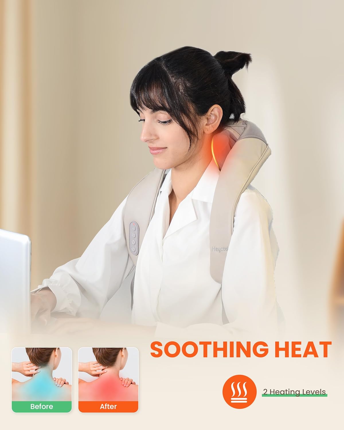 Cordless Neck & Back Massager with Heat Therapy