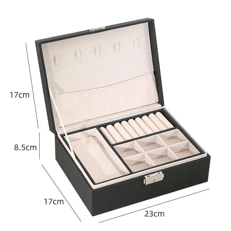 2-Layer Foldable Jewelry Organizer with Lock