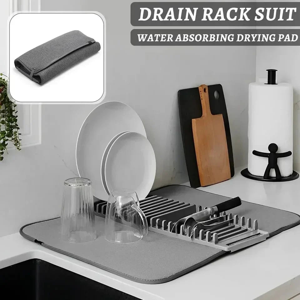 Foldable Dish Drying Pad with Rack