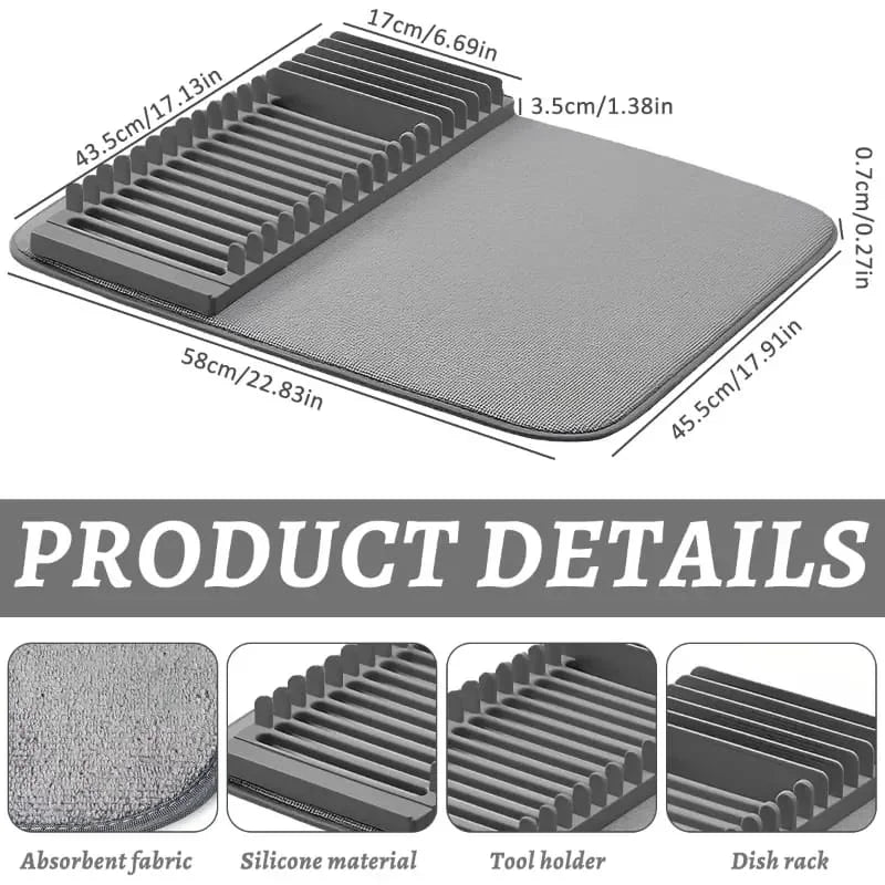 Foldable Dish Drying Pad with Rack