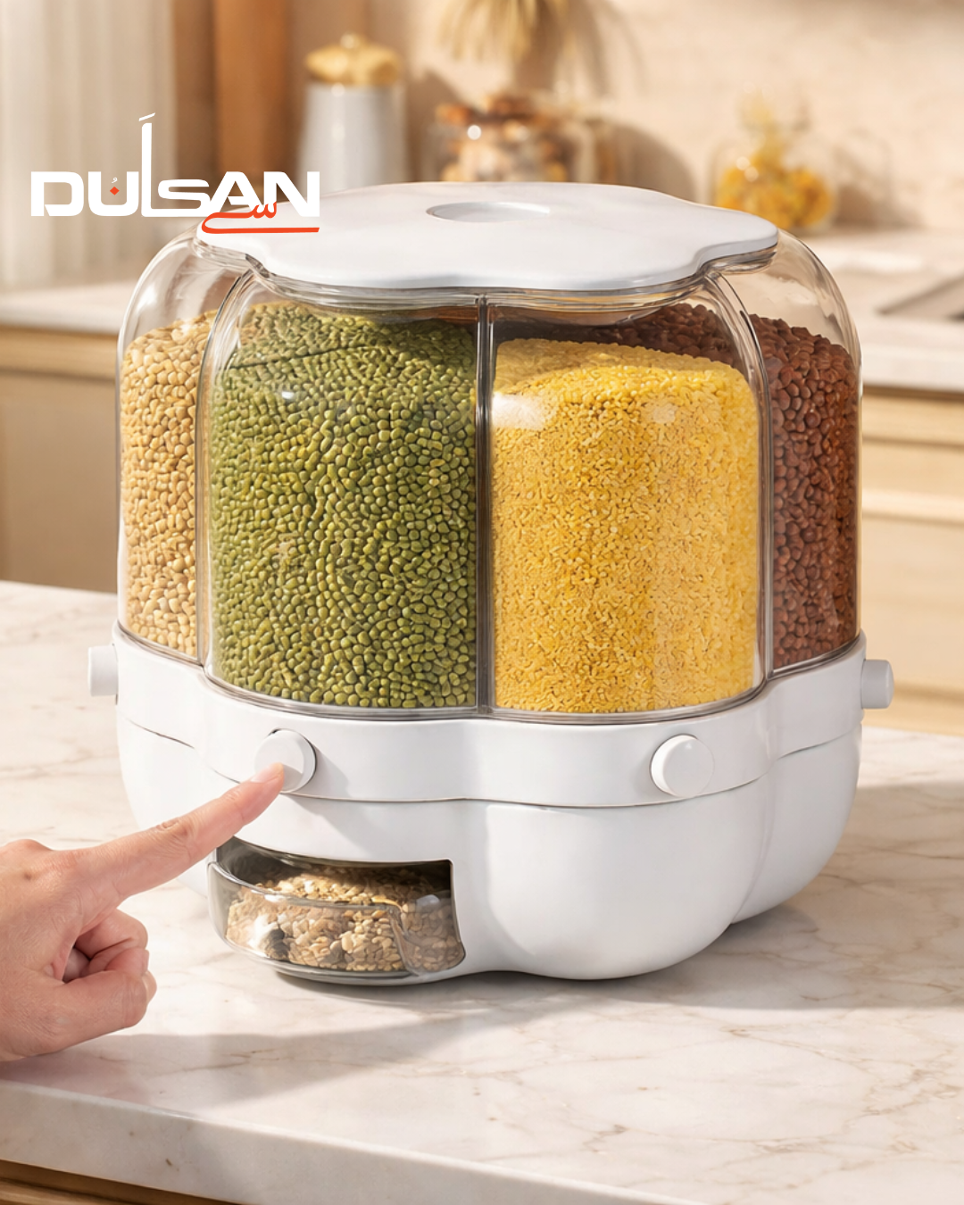 Rotating Rice Dispenser with 360° Rotation