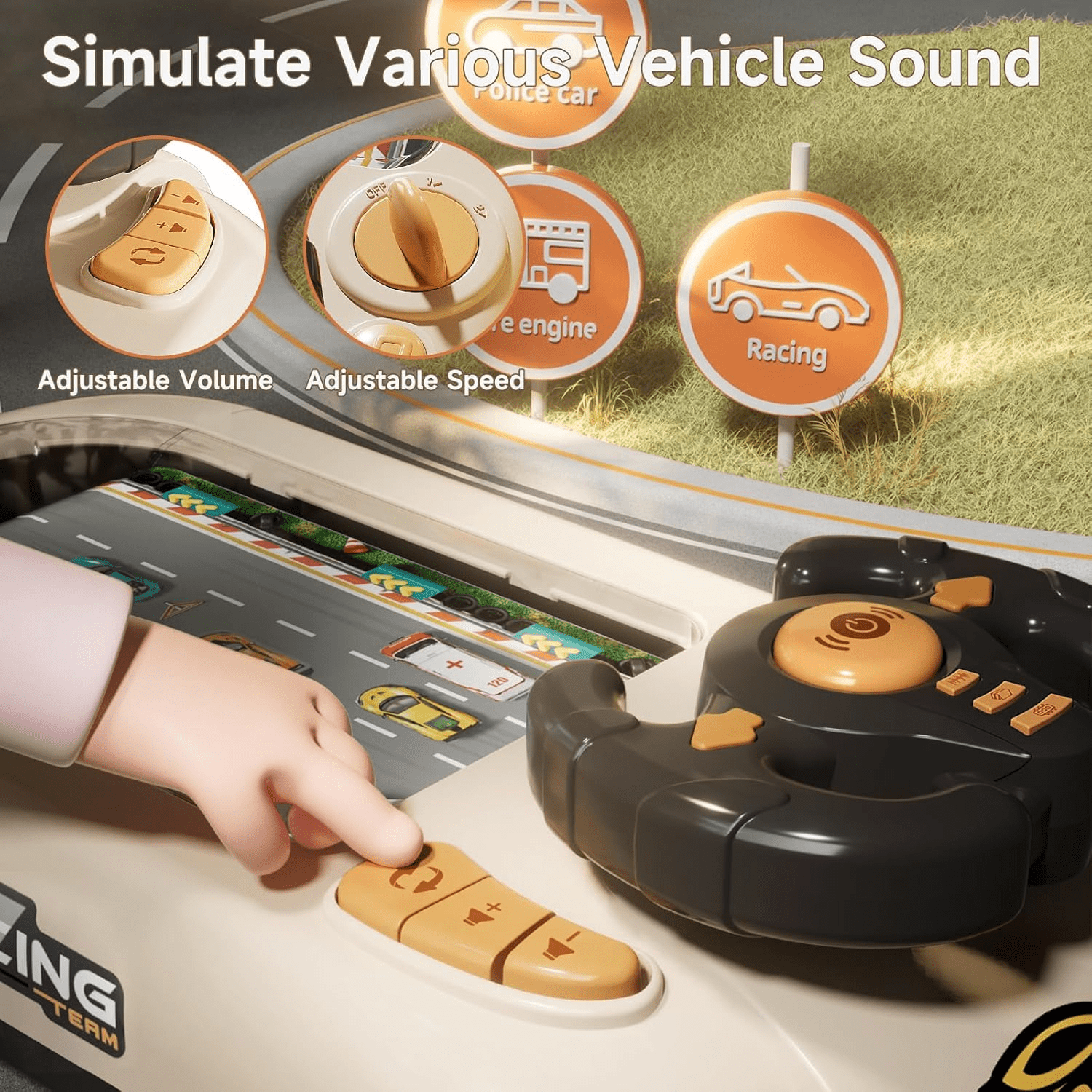 Steering Wheel Driving Car Racing Game For Kids