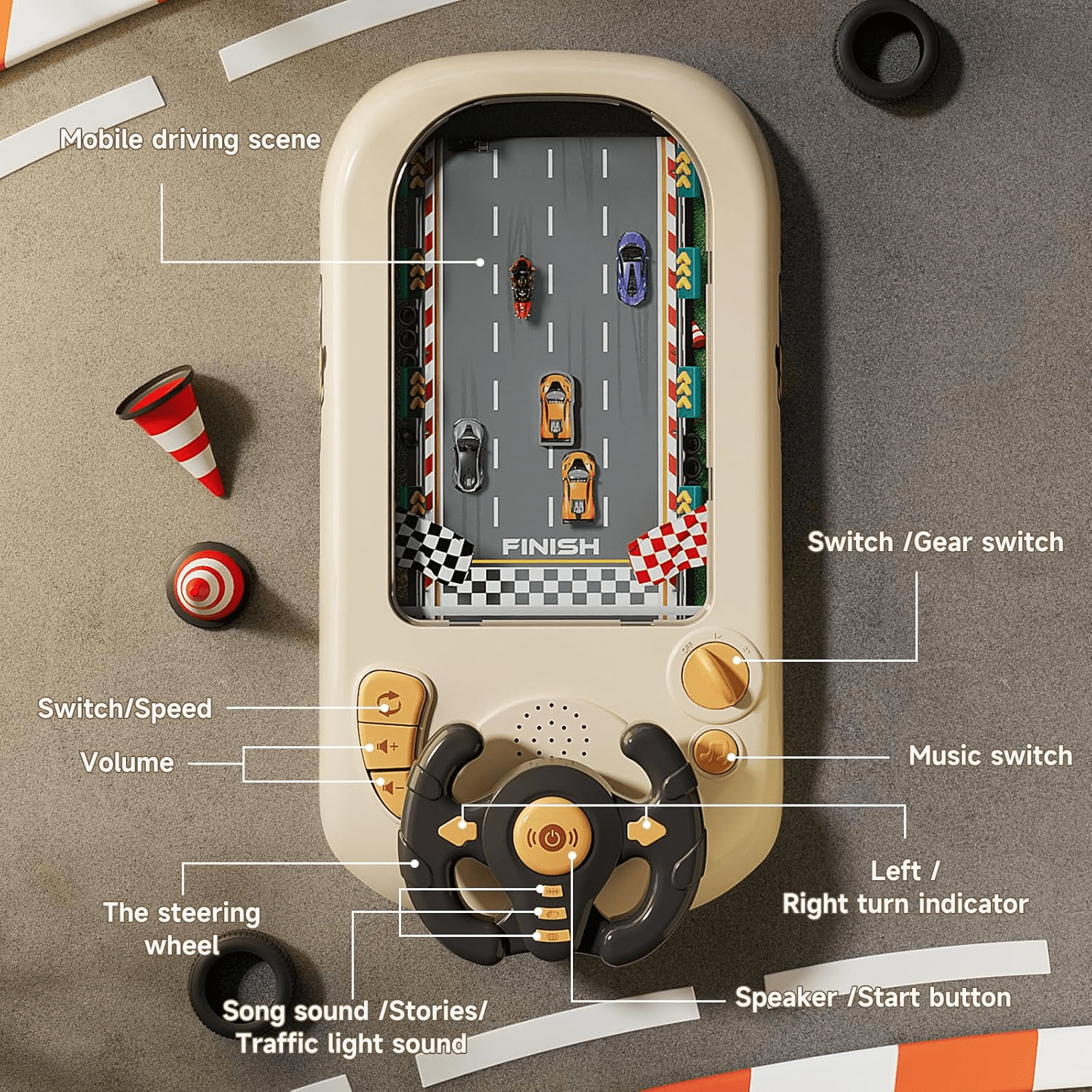 Steering Wheel Driving Car Racing Game For Kids