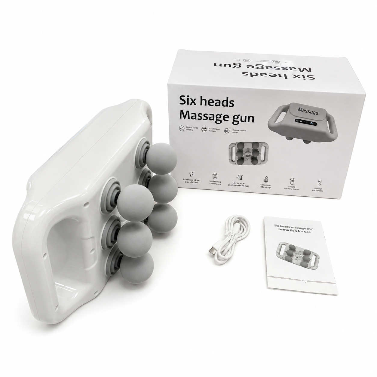 Multi-Head Fascia Muscle Massager Gun – Deep Tissue Relief for Back, Waist, and Legs